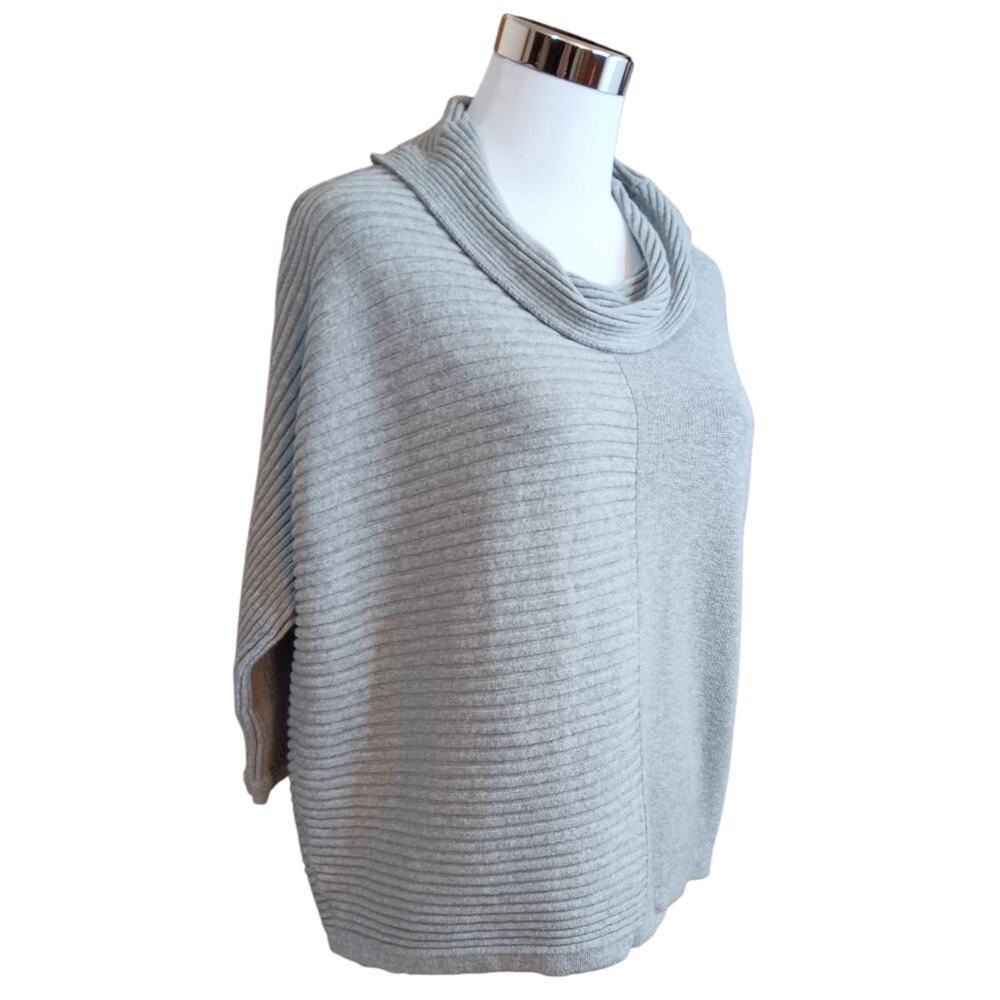 CHICO'S 2 Cowl Neck Sweater LG/12 Very Soft Gray Casual Work Office Career
